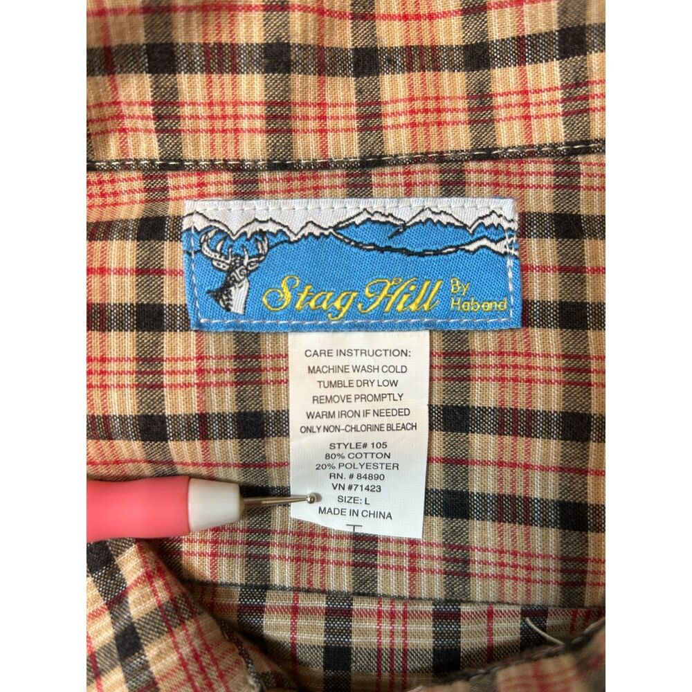 Stag Hill by Haband Red Tan Black Plaid Size L Zip Up Shacket Outdoors Camping - Picture 4 of 11